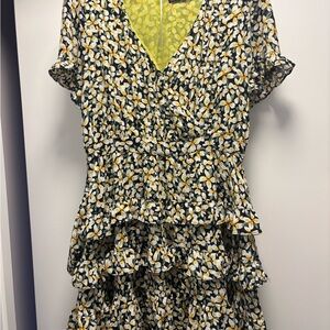 Fun Floral Ruffle Dress with Yellow Accents